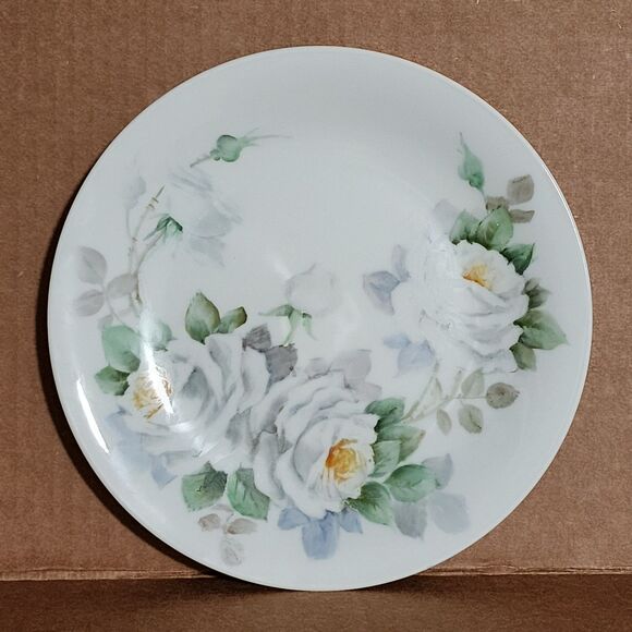 P.T. Bavaria Tirschenreuth Germany Porcelain Salad Plate Floral White Roses 7.5" - Picture 1 of 3